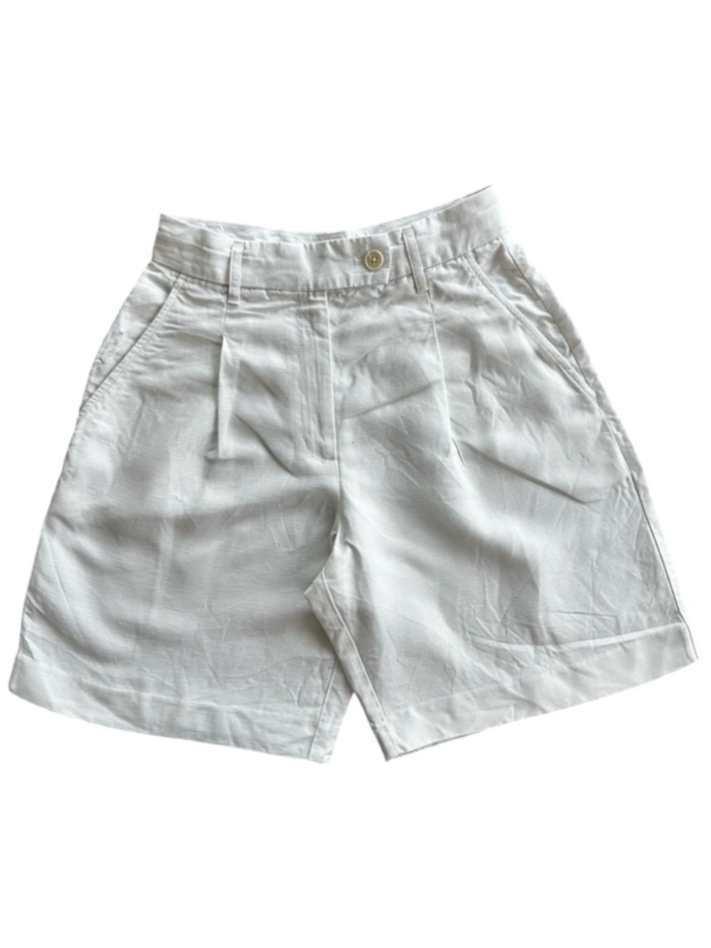 Wilfred by Aritzia High-Waist Shorts Pleated Linen Blend White Size 4 Women's